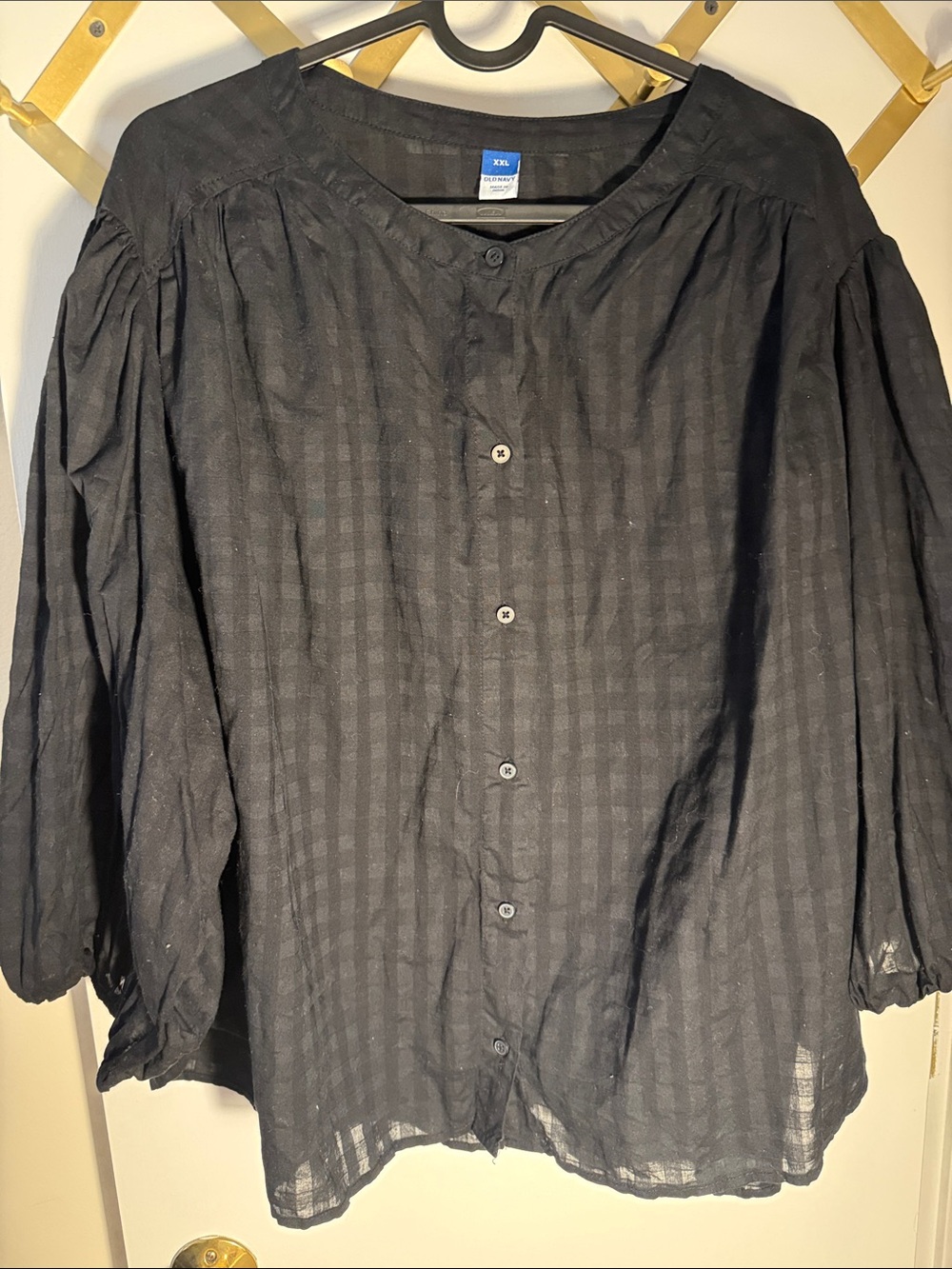 Old Navy Black Gingham Blouse